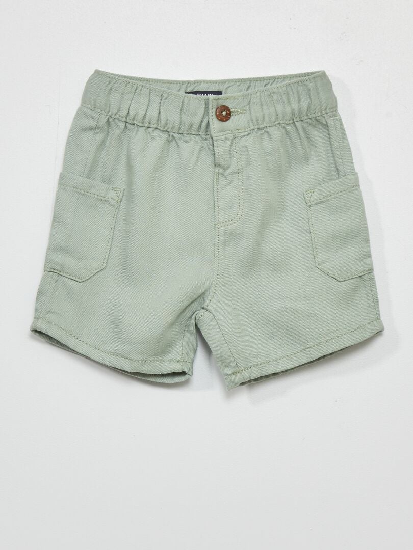 Short avec larges poches plaquées vert gris - Kiabi
