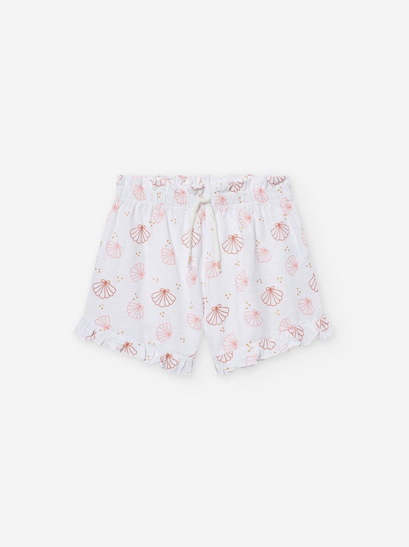 Short avec Motif et Volants Blanc - Kiabi