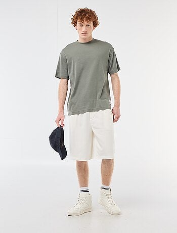 Short avec patch en coton uni