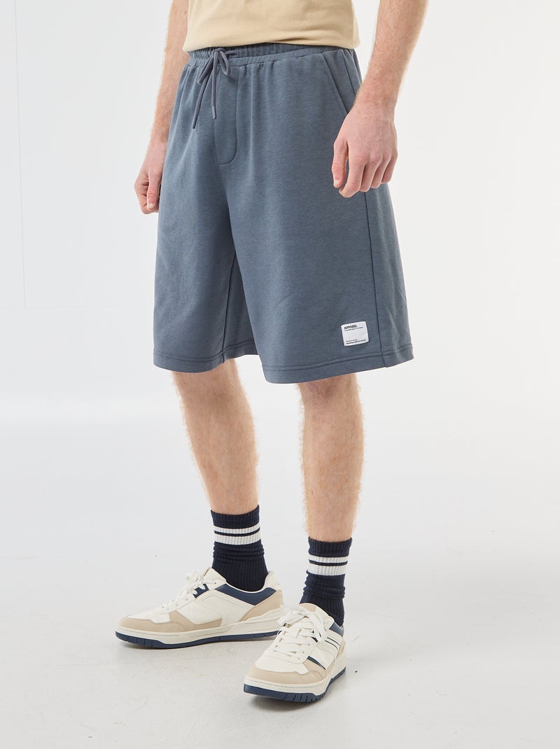 Short avec patch en coton uni Gris - Kiabi