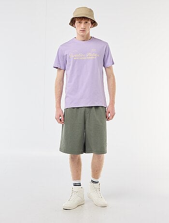 Short avec patch en coton uni