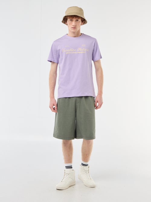 Short avec patch en coton uni - Kiabi