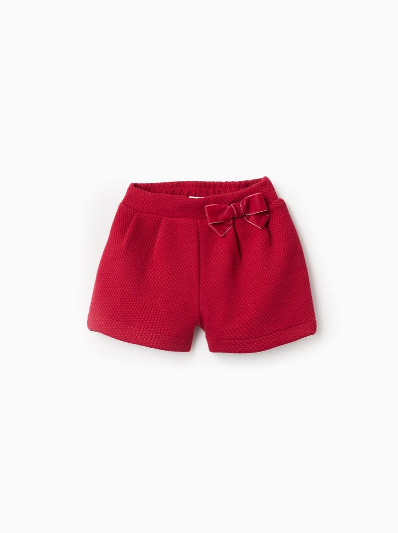 Short avec Texture et Noeud Décoratif Rouge foncé - Kiabi