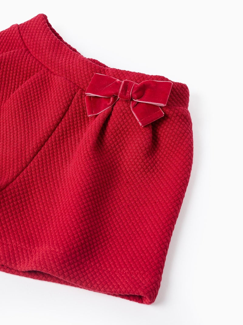 Short avec Texture et Noeud Décoratif Rouge foncé - Kiabi