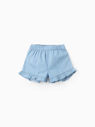 Short Avec Volants En Jean Léger