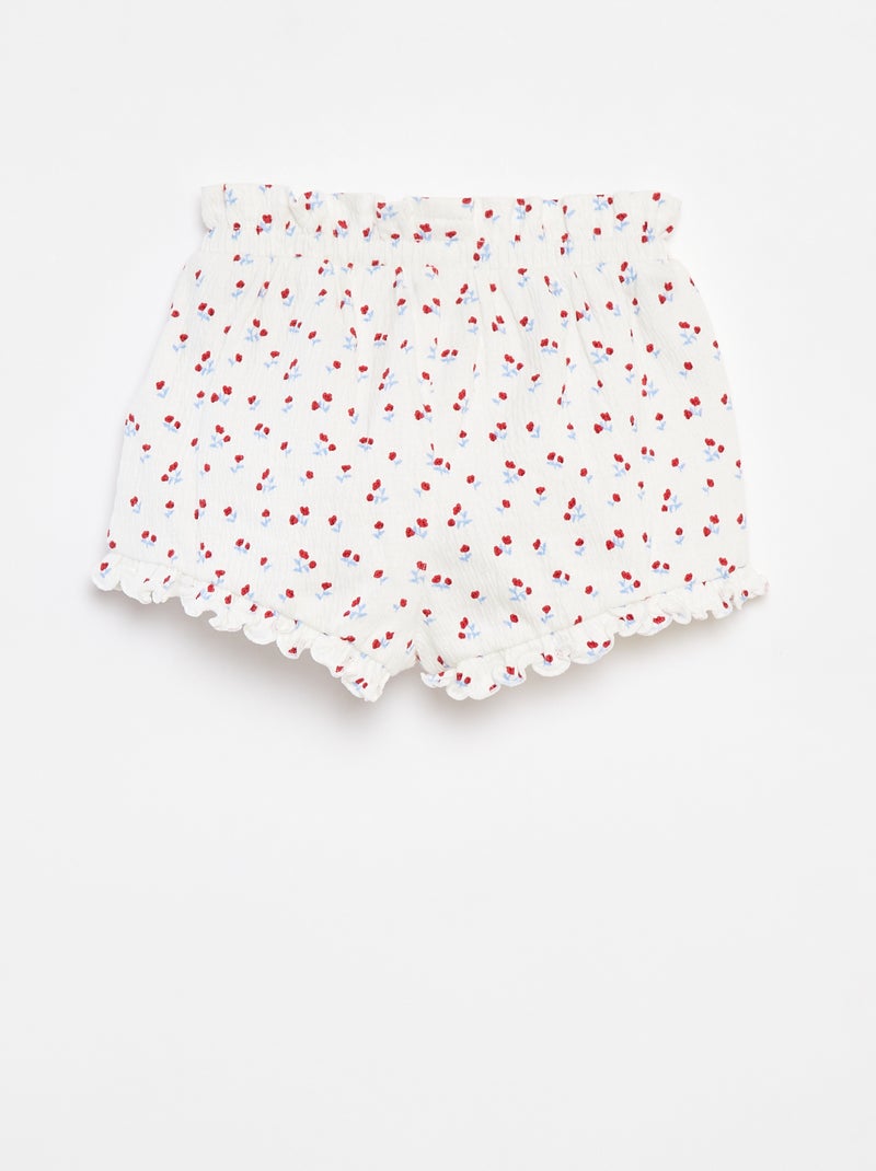 Short avec volants et imprimé BLANC - Kiabi