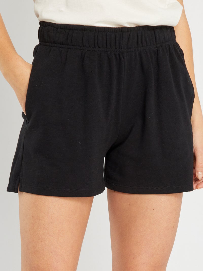 Short basique en molleton noir - Kiabi