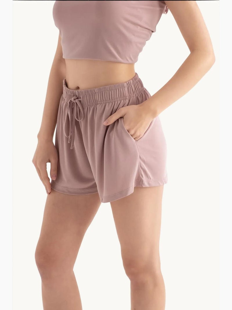 Short basique taille mi-haute avec cordon de serrage hiccup Rose - Kiabi