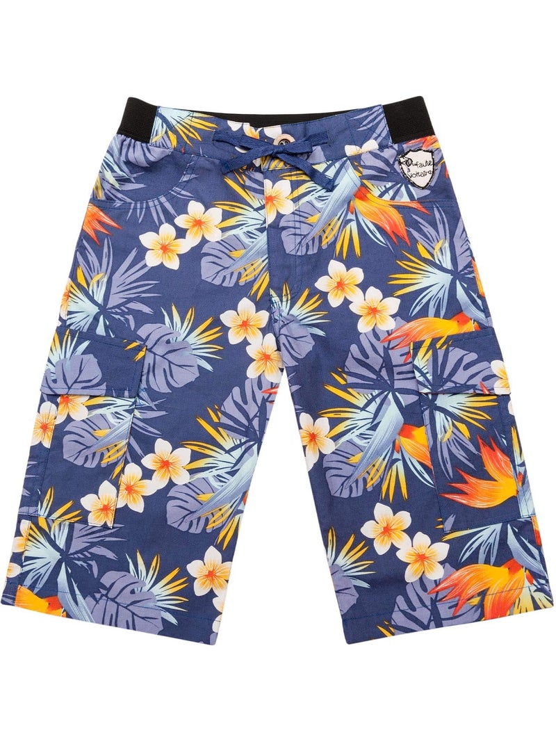 Short Bermuda    Fleurs Hawaï  ARCACHON - La Faute à Voltaire Bleu Jaune Blanc - Kiabi