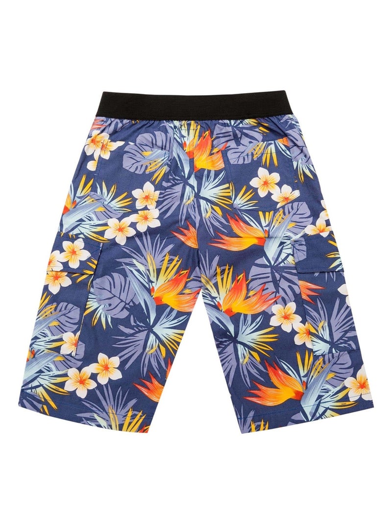 Short Bermuda    Fleurs Hawaï  ARCACHON - La Faute à Voltaire Bleu Jaune Blanc - Kiabi
