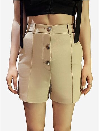 Short boutonné taille haute