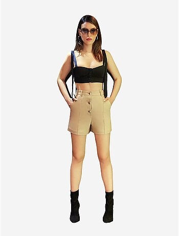 Short boutonné taille haute