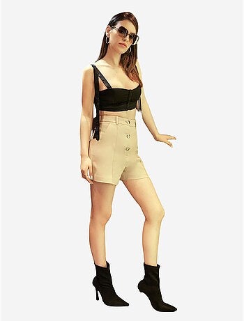 Short boutonné taille haute