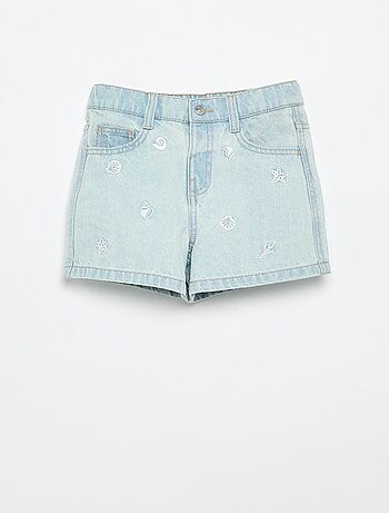 Short brodé en denim