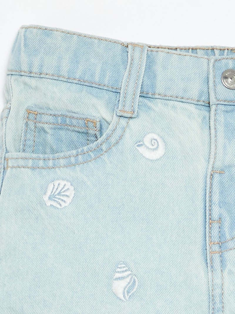 Short brodé en denim Bleu - Kiabi