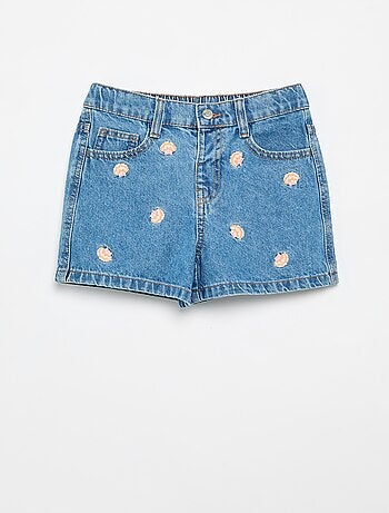 Short brodé en denim