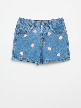 Short brodé en denim