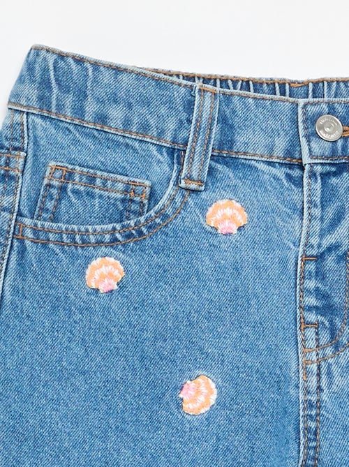 Short brodé en denim - Kiabi