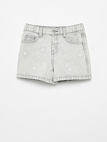 Short brodé en denim