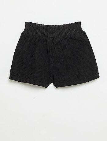 Short brodé en gaze de coton