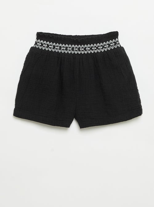 Short brodé en gaze de coton - Kiabi