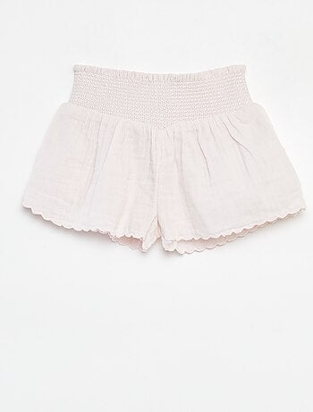 Short brodé en gaze de coton