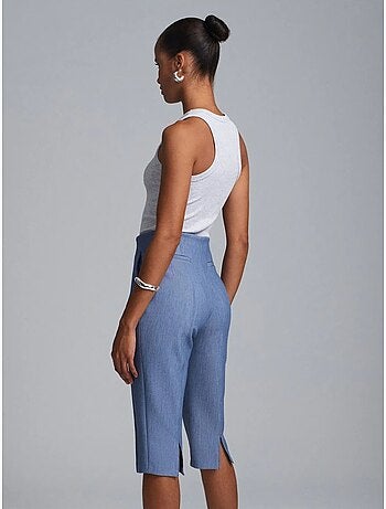 Short Capri Droit Taille Haute Avec Fente