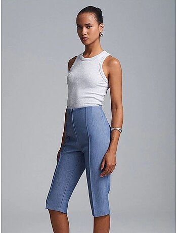 Short Capri Droit Taille Haute Avec Fente