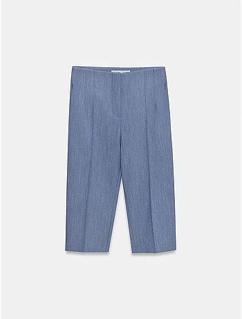 Short Capri Droit Taille Haute Avec Fente