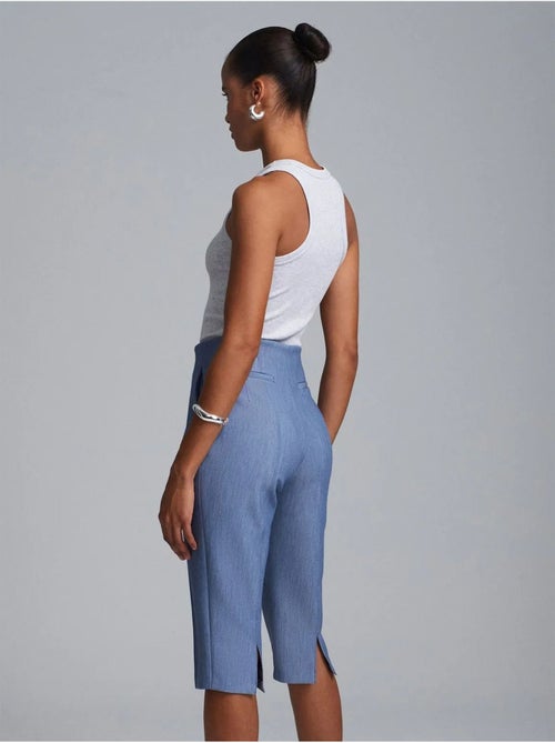 Short Capri Droit Taille Haute Avec Fente - Kiabi