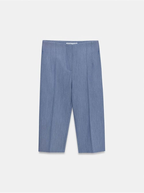 Short Capri Droit Taille Haute Avec Fente - Kiabi