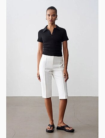 Short capri droit taille haute avec fente dilvin