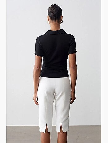 Short capri droit taille haute avec fente dilvin