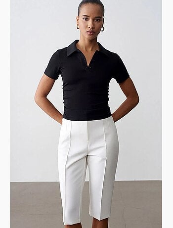 Short capri droit taille haute avec fente dilvin