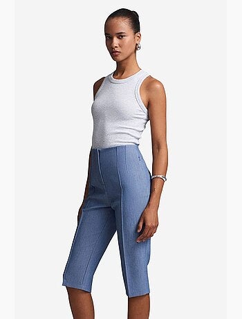 Short capri droit taille haute avec fente dilvin