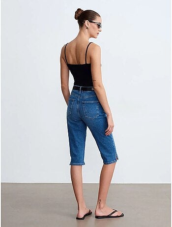 Short Capri En Denim À Taille Haute