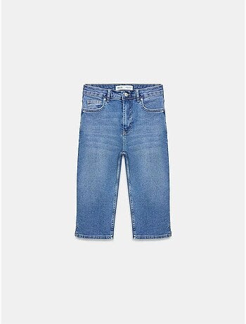 Short Capri En Denim À Taille Haute