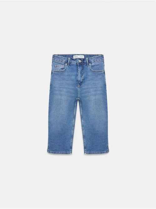 Short Capri En Denim À Taille Haute - Kiabi