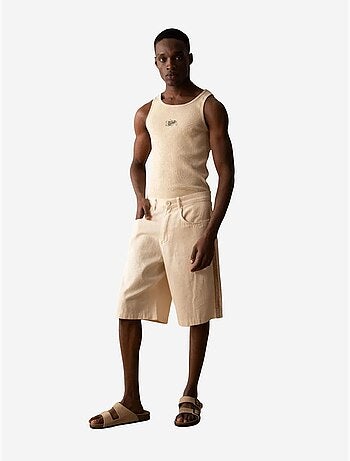 Short capri en gabardine taille mi-haute pour homme giesto avec poches