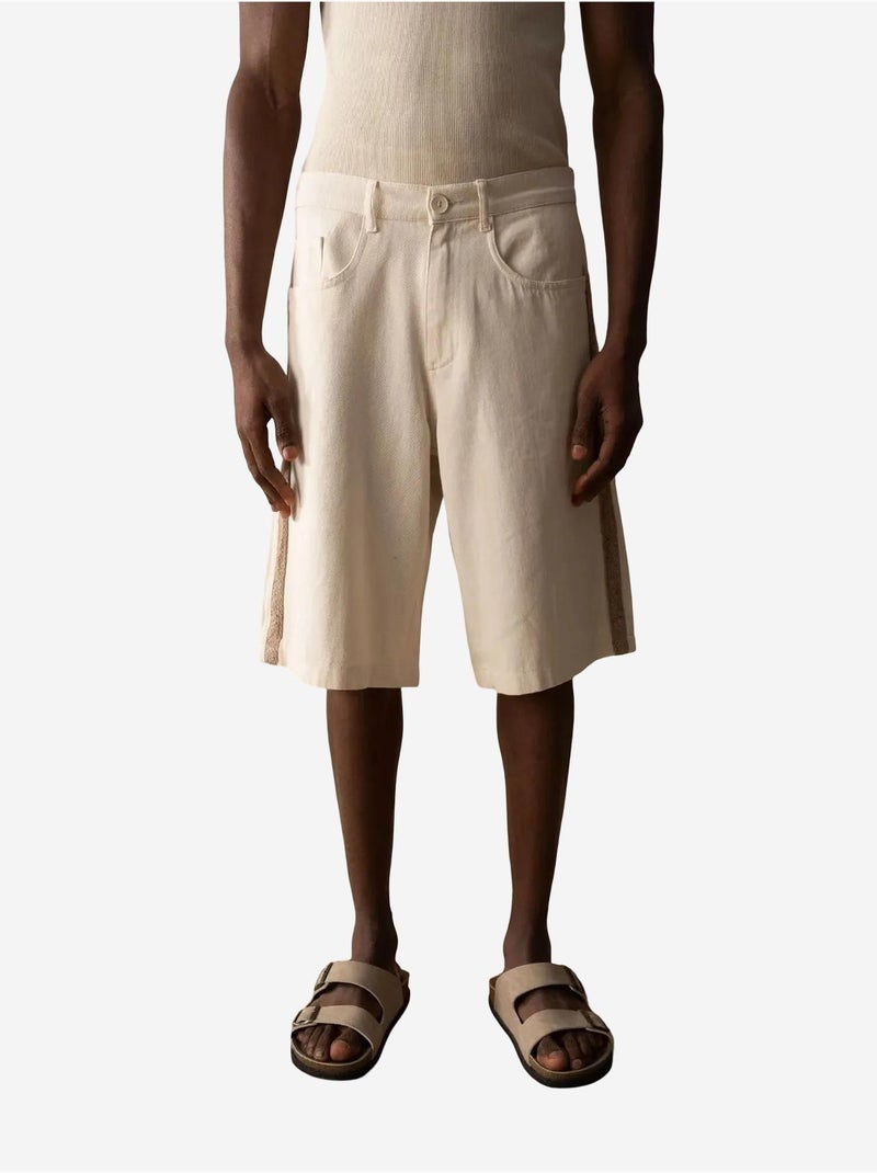 Short capri en gabardine taille mi-haute pour homme giesto avec poches Beige argile - Kiabi