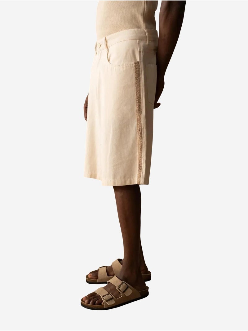 Short capri en gabardine taille mi-haute pour homme giesto avec poches Beige argile - Kiabi