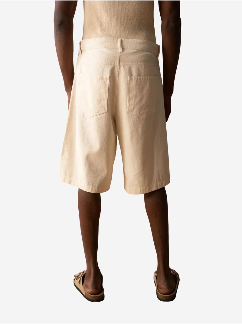 Short capri en gabardine taille mi-haute pour homme giesto avec poches Beige argile - Kiabi
