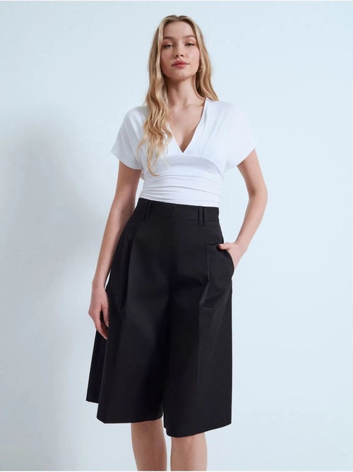 Short capri en popeline de coton à taille haute dilvin - Kiabi Short capri en popeline de coton à taille haute dilvin - Kiabi