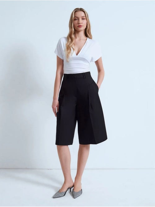 Short capri en popeline de coton à taille haute dilvin - Kiabi Short capri en popeline de coton à taille haute dilvin - Kiabi