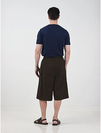 Short capri giesto mi-haut à jambes larges et cordon de serrage à la taille