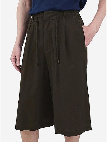 Short capri giesto mi-haut à jambes larges et cordon de serrage à la taille
