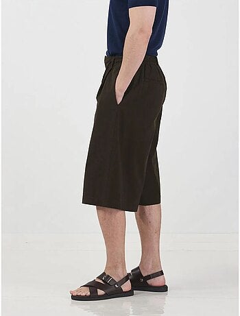 Short capri giesto mi-haut à jambes larges et cordon de serrage à la taille