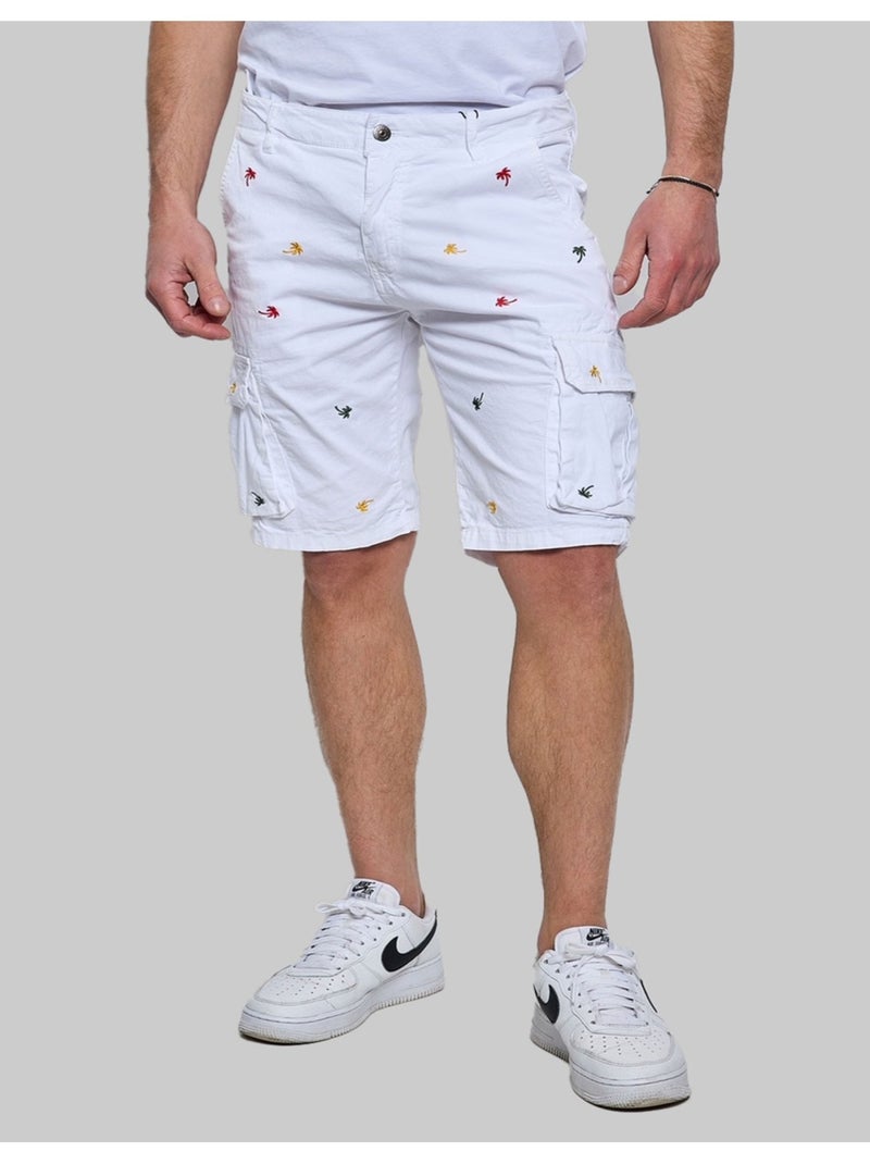 Short Cargo à motifs Kebello Blanc - Kiabi