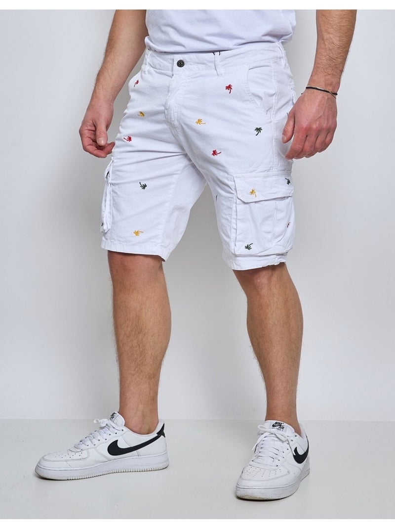 Short Cargo à motifs Kebello Blanc - Kiabi
