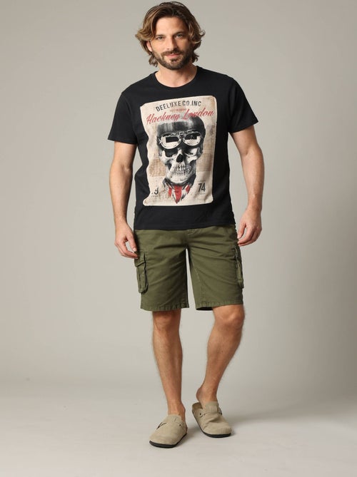 Short cargo en coton avec taille élastiquée et cordon 'Deeluxe' - Kiabi